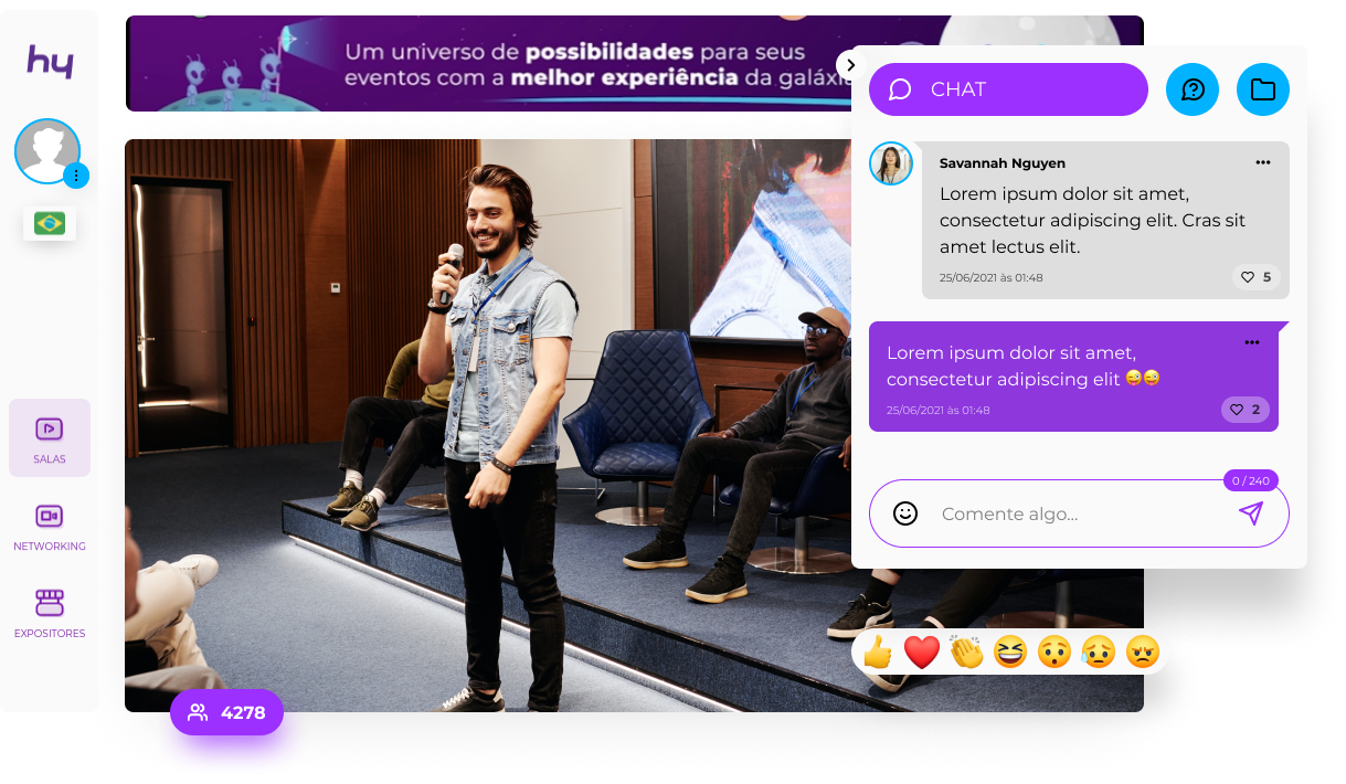 Imagem mostra uma live dentro da plataforma hybri